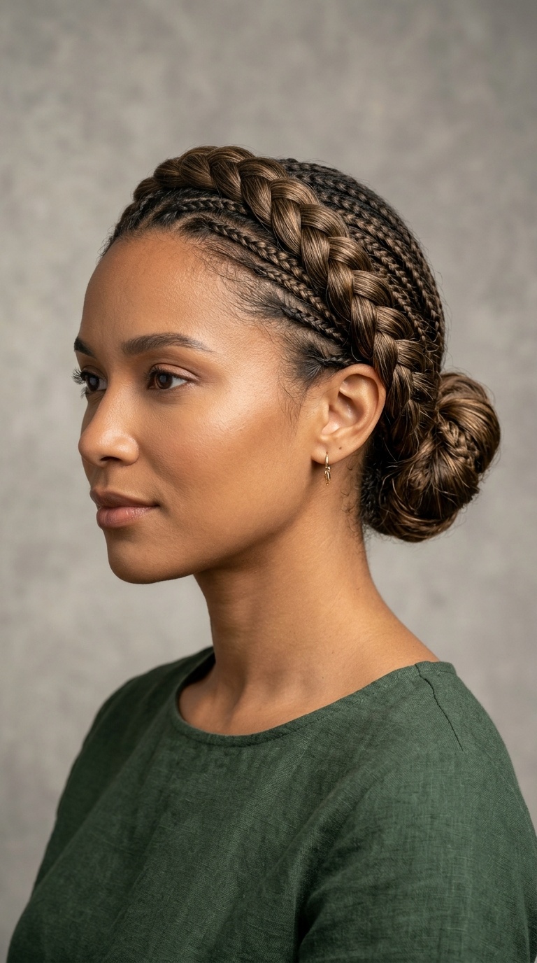 Braided Headband with Low Bun