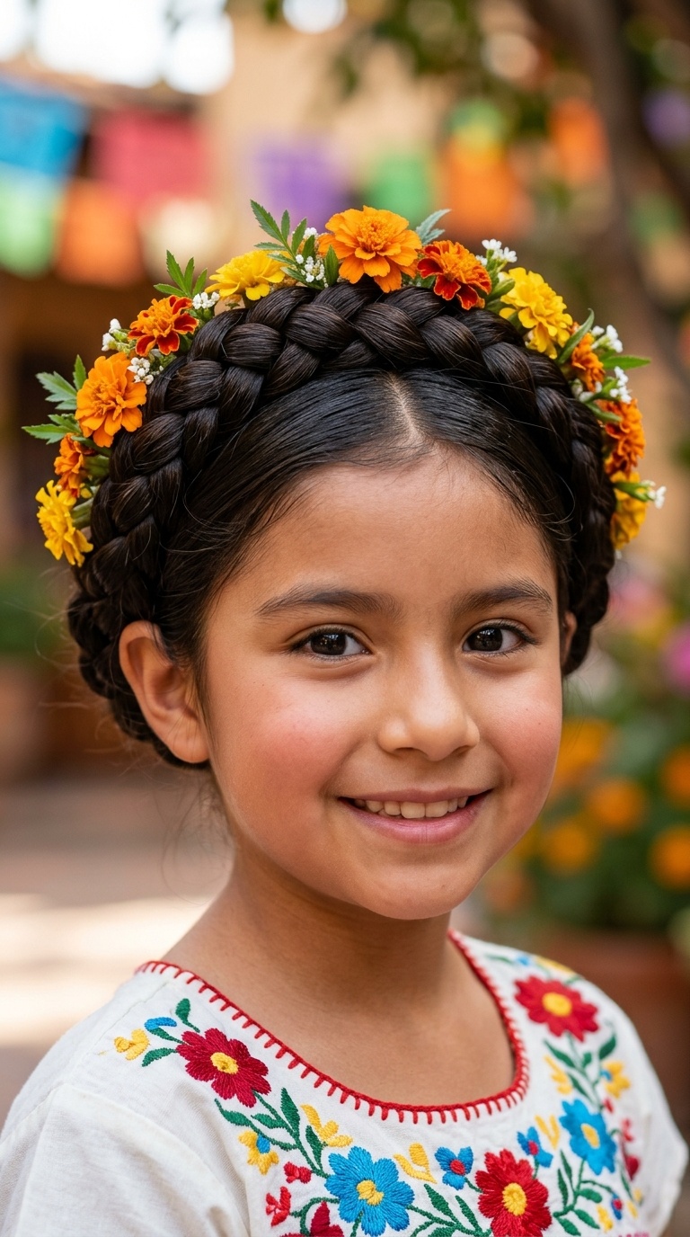 Braided Headband with Mini Marigolds