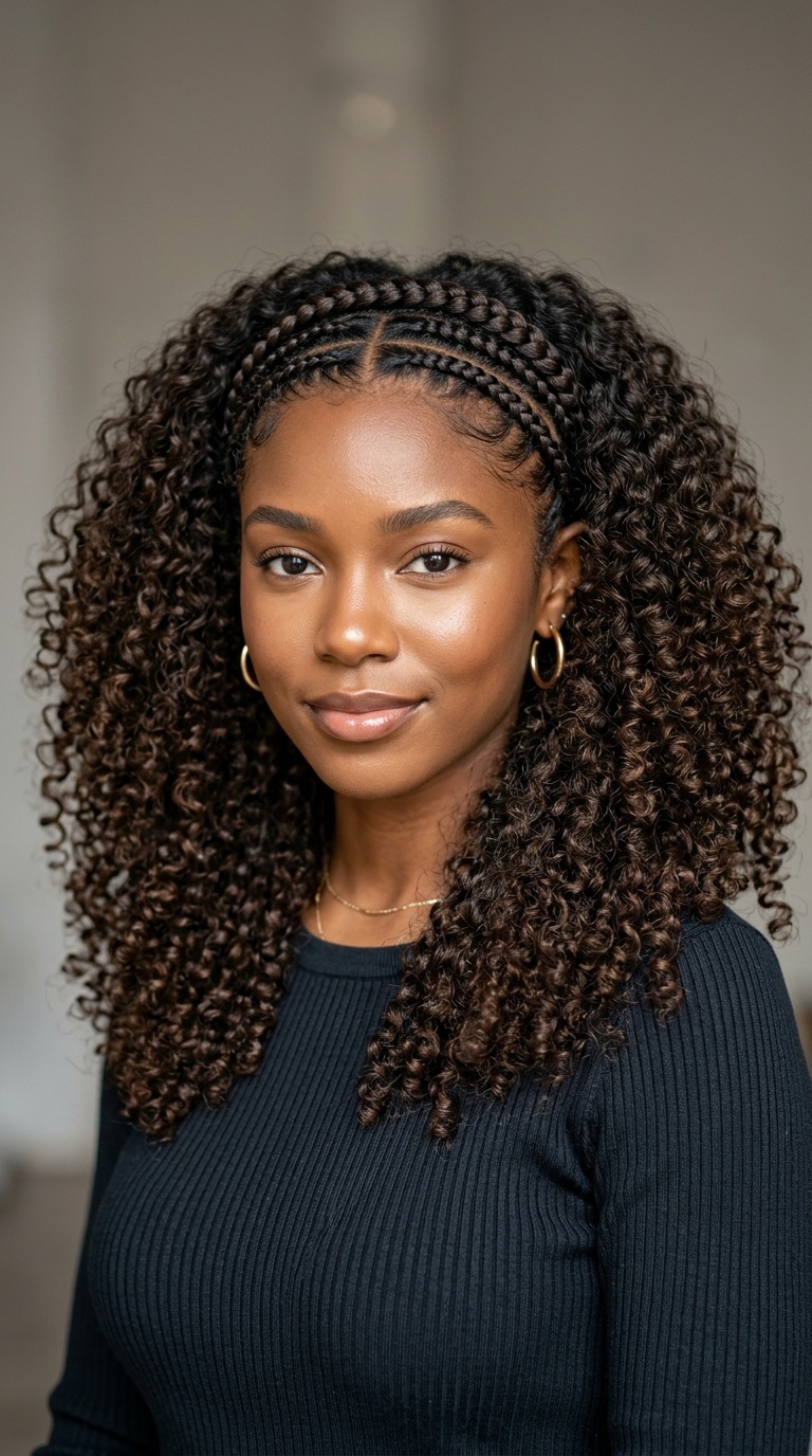 Braided Headband with Open Curls