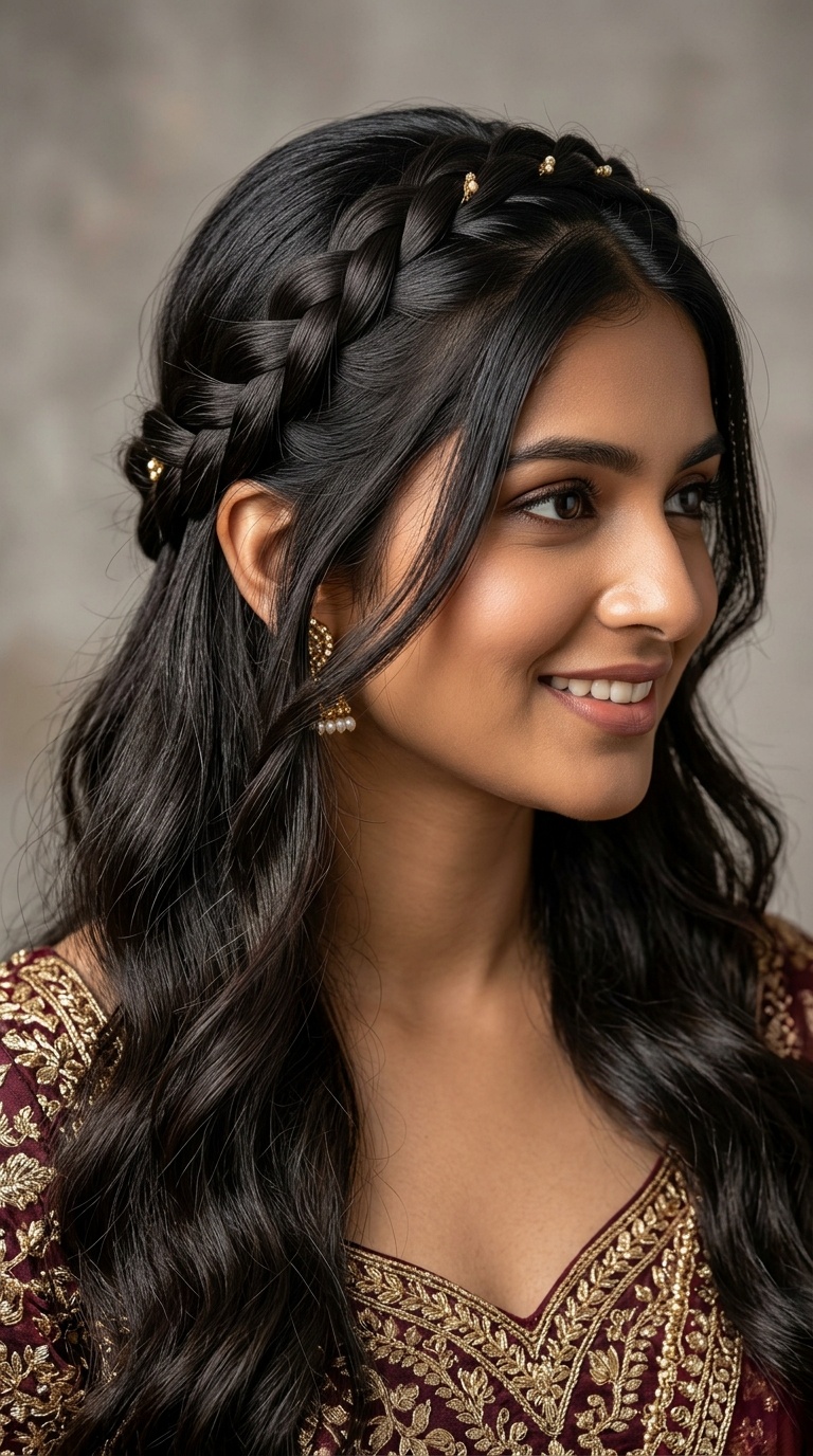 Braided Headband with Open Hair