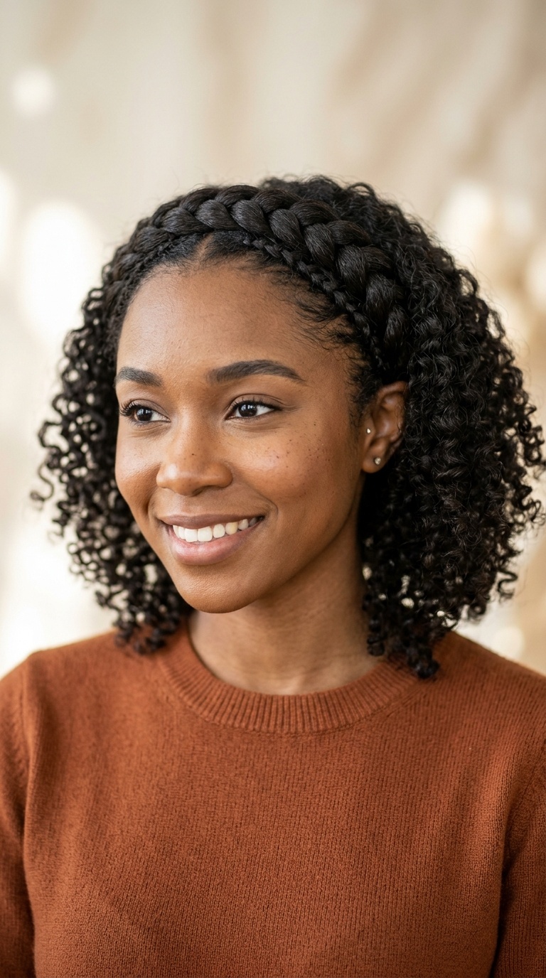 Braided Headband with Voluminous Curls