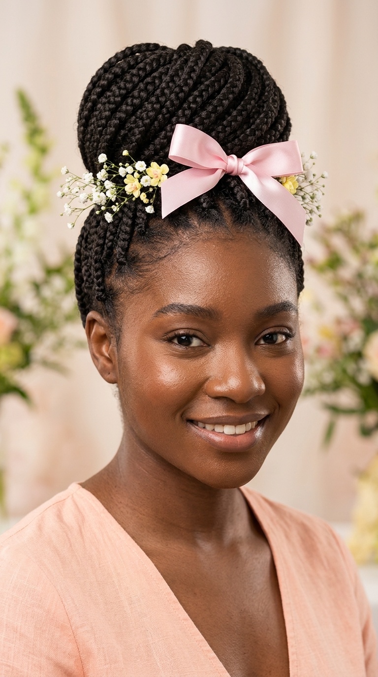 Braided High Bun with Bow