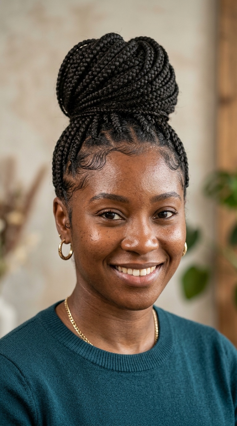 Braided High Bun with Laid Edges