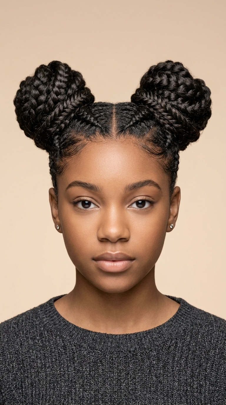Braided High Space Buns