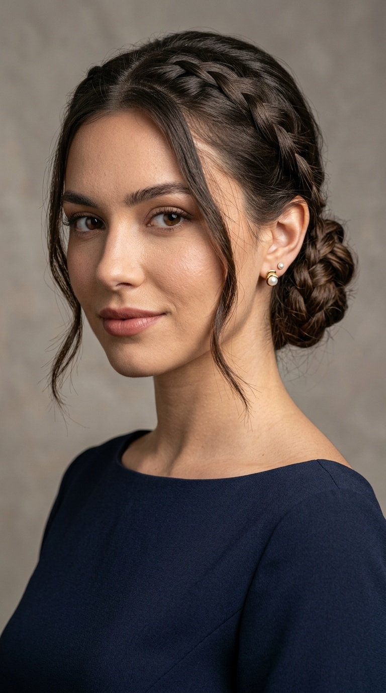 Braided Low Bun for Boat Neck (Bateau) Styles