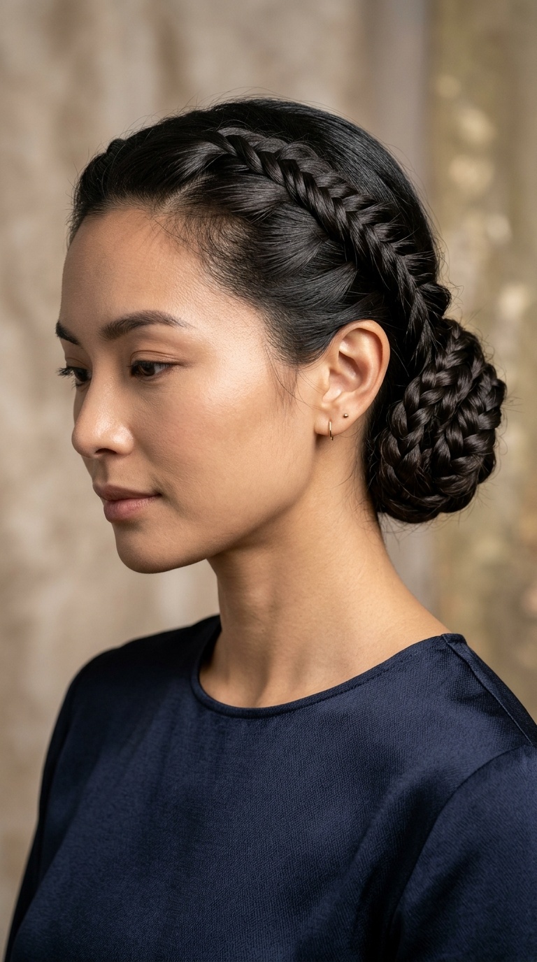 Braided Low Bun with High Tension