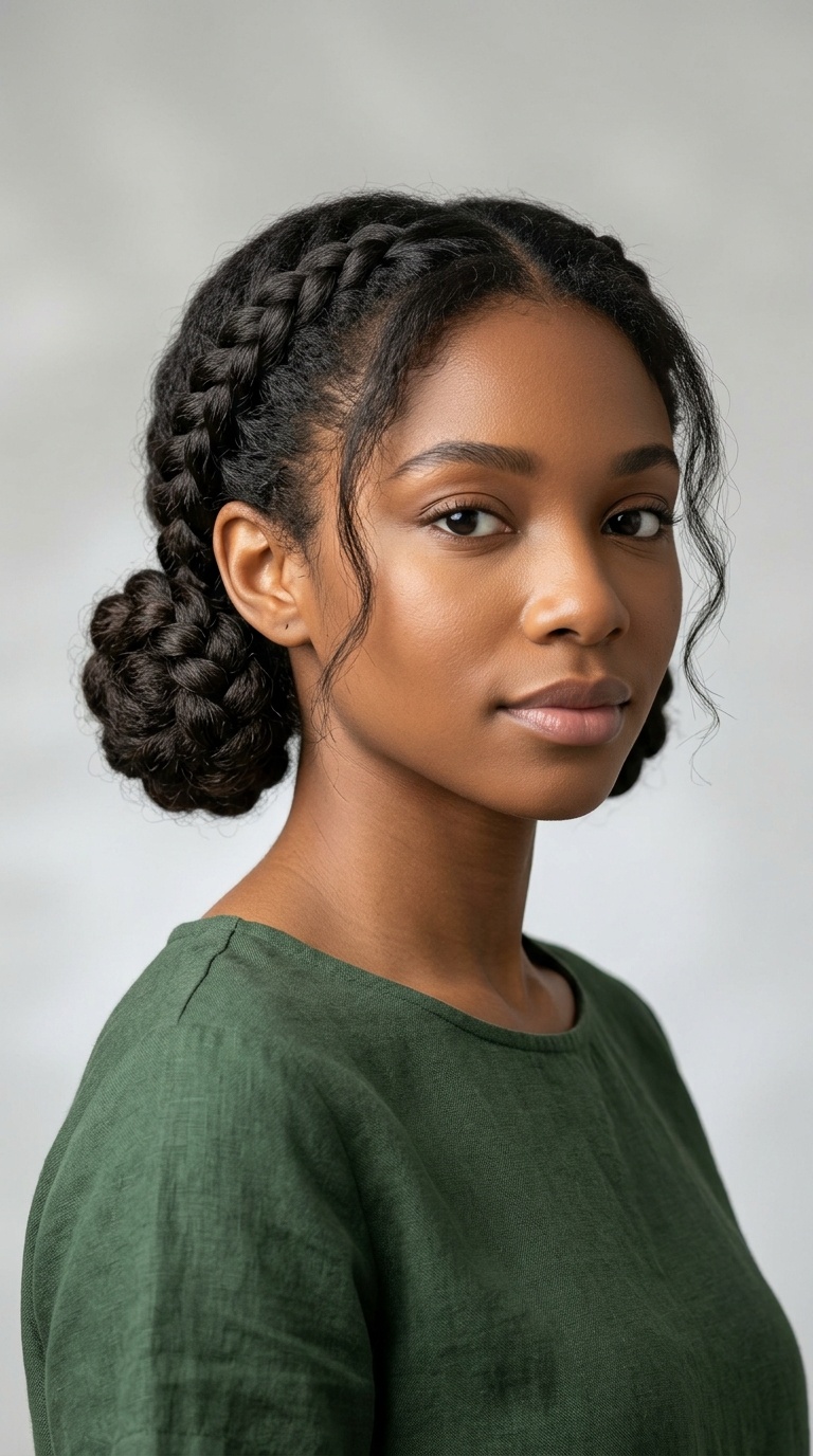 Braided Low Pigtail Buns