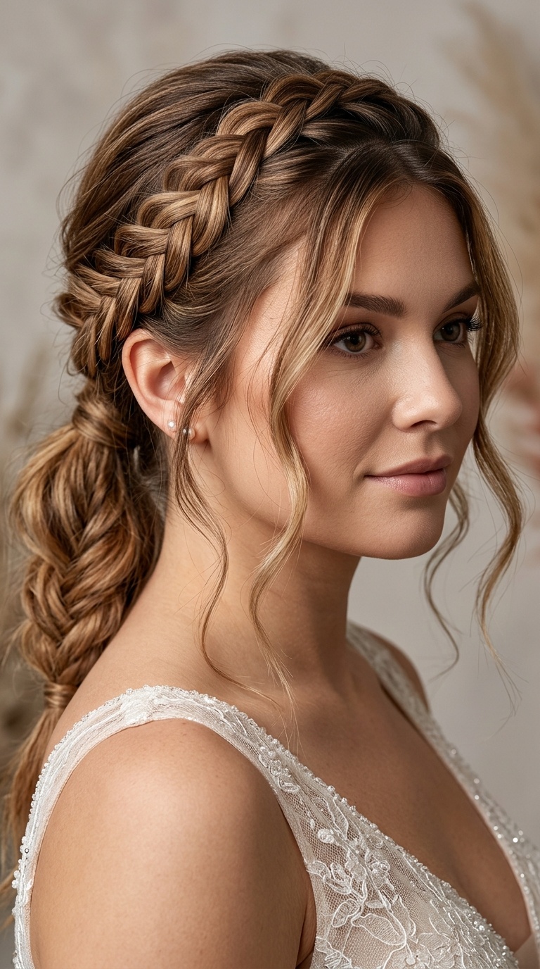 Braided Low Pony with Face-Contouring Wisps