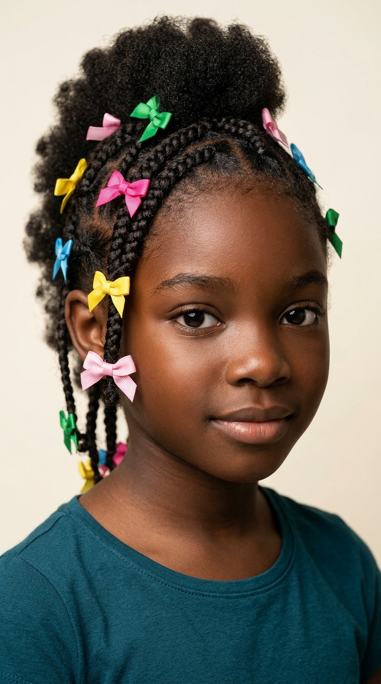 Braided Mohawk (Frohawk) with Ribbon Bows