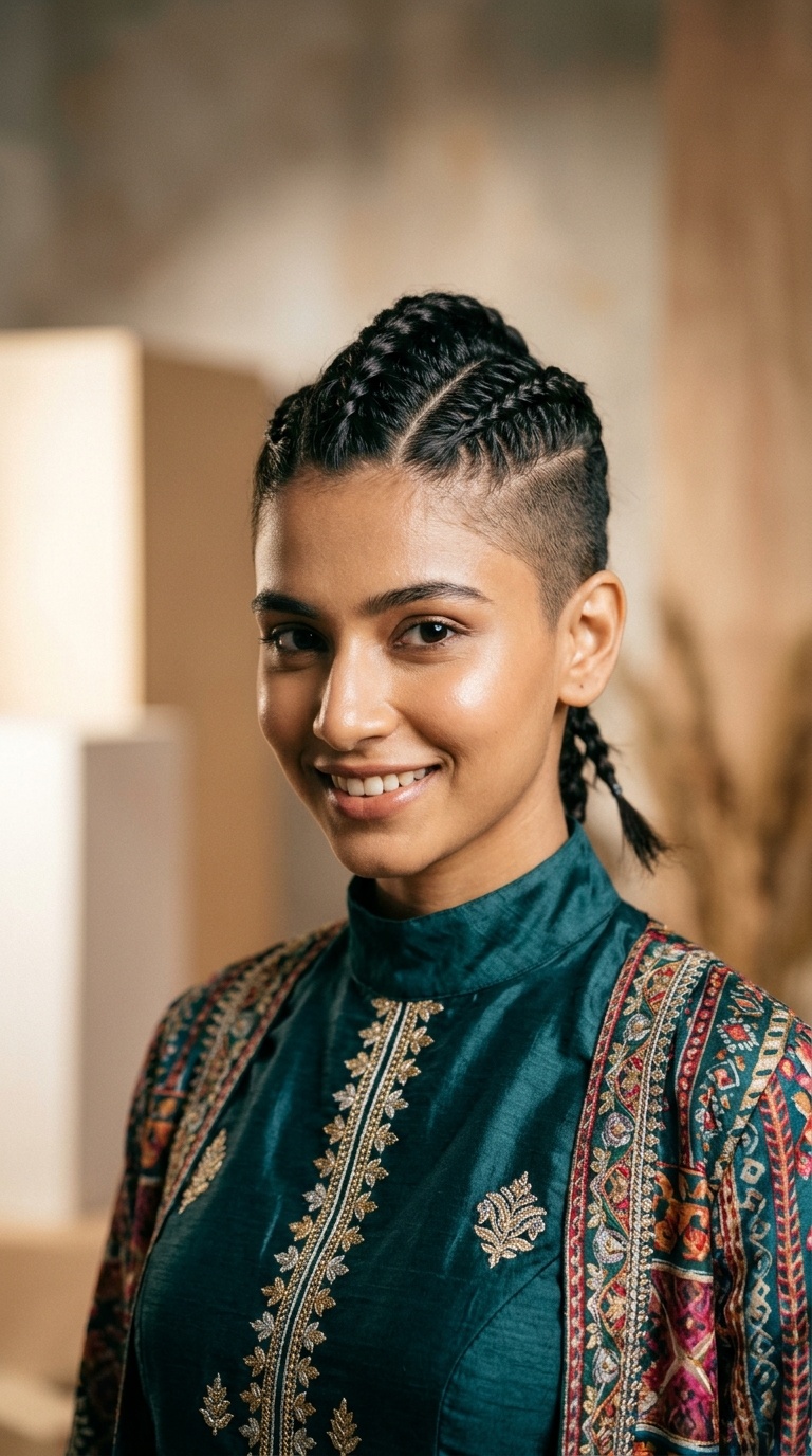 Braided Mohawk with Sleek Sides