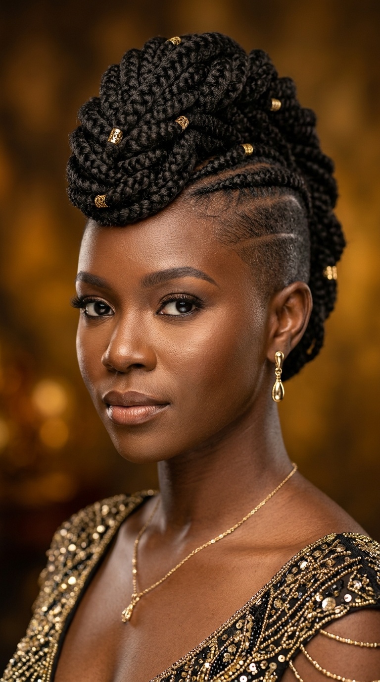 Braided Mohawk with Tapered Sides