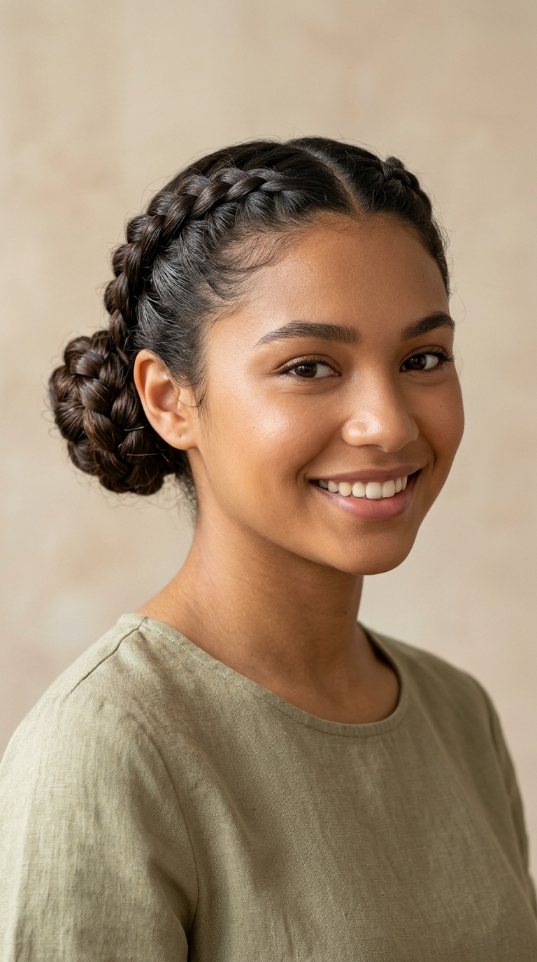 Braided Pigtails into Buns