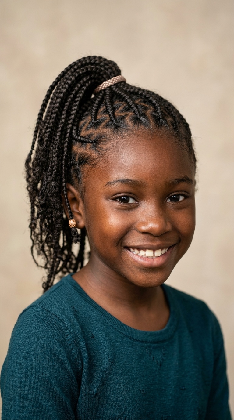 Braided Ponytail with Zig-Zag Parts