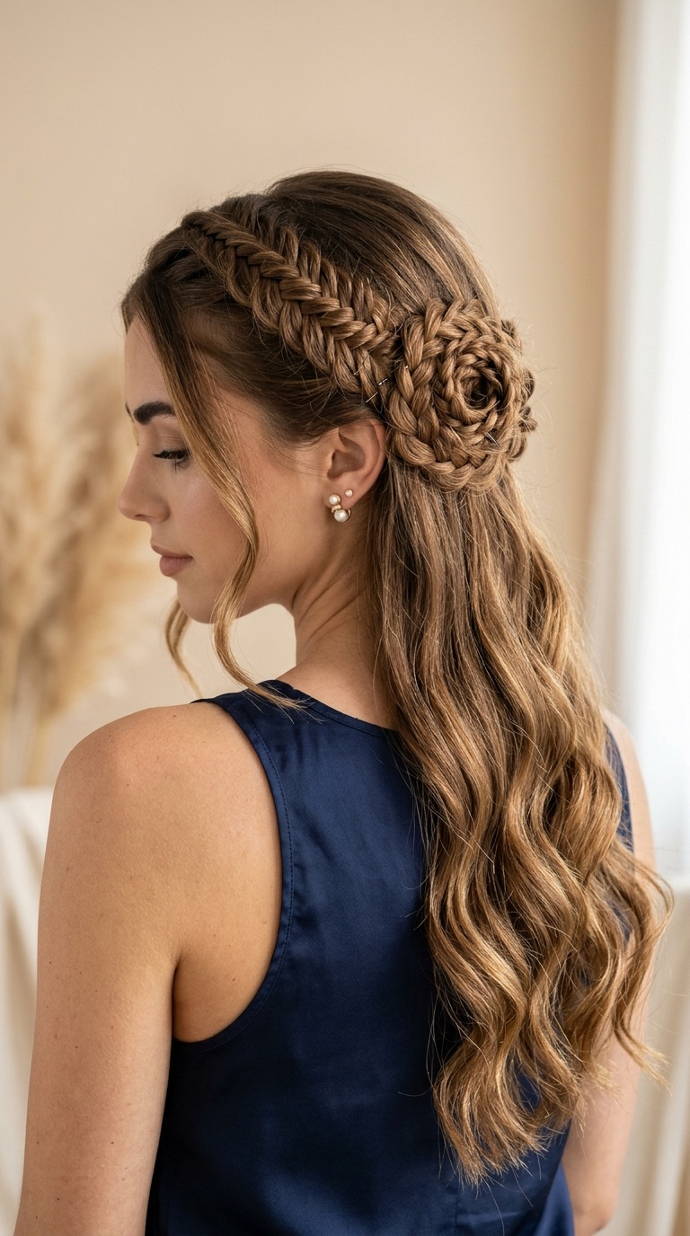 Braided Rose Half-Up Style