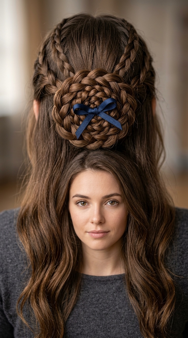 Braided Rose with Ribbon Center