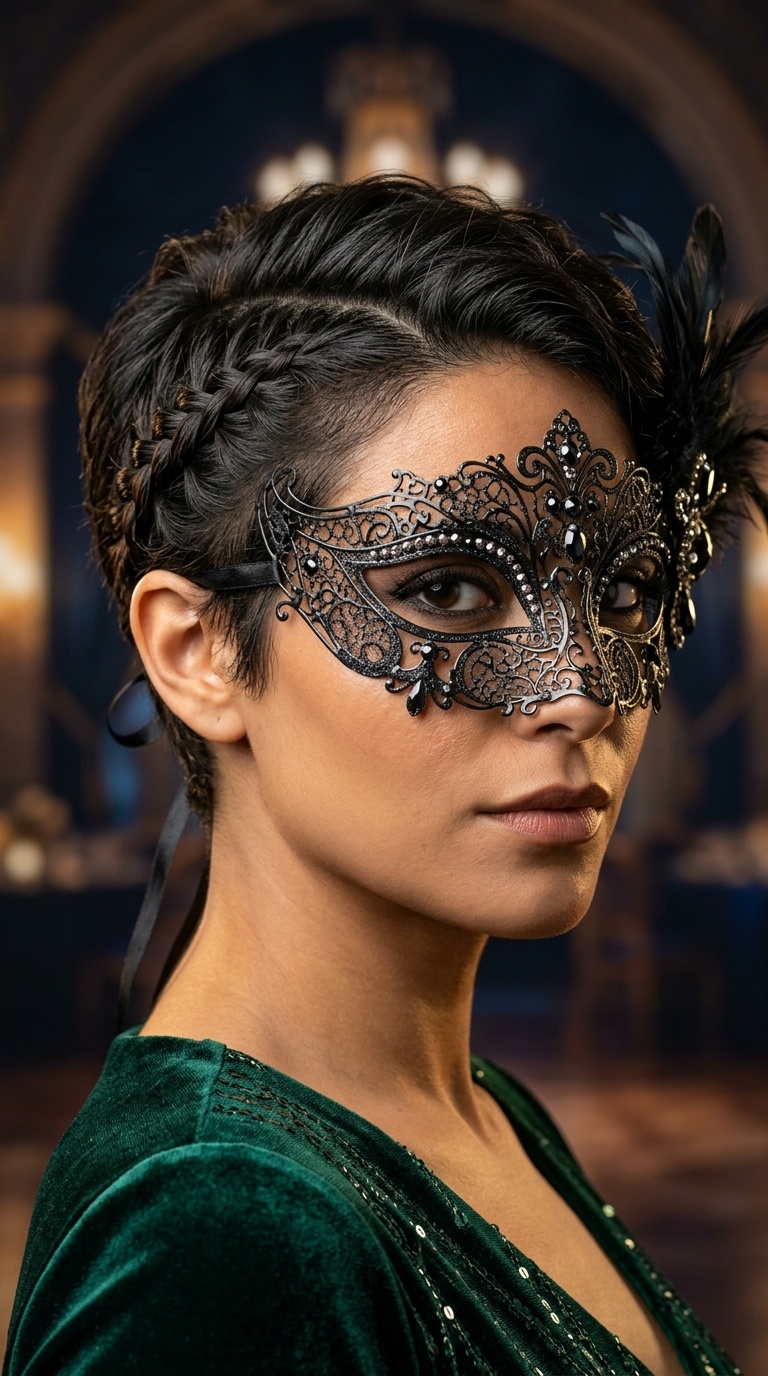 Braided Side Detail with Masquerade Mask