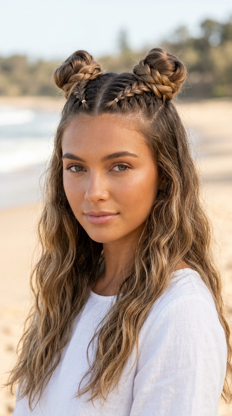 Braided Space Bun Half-Up