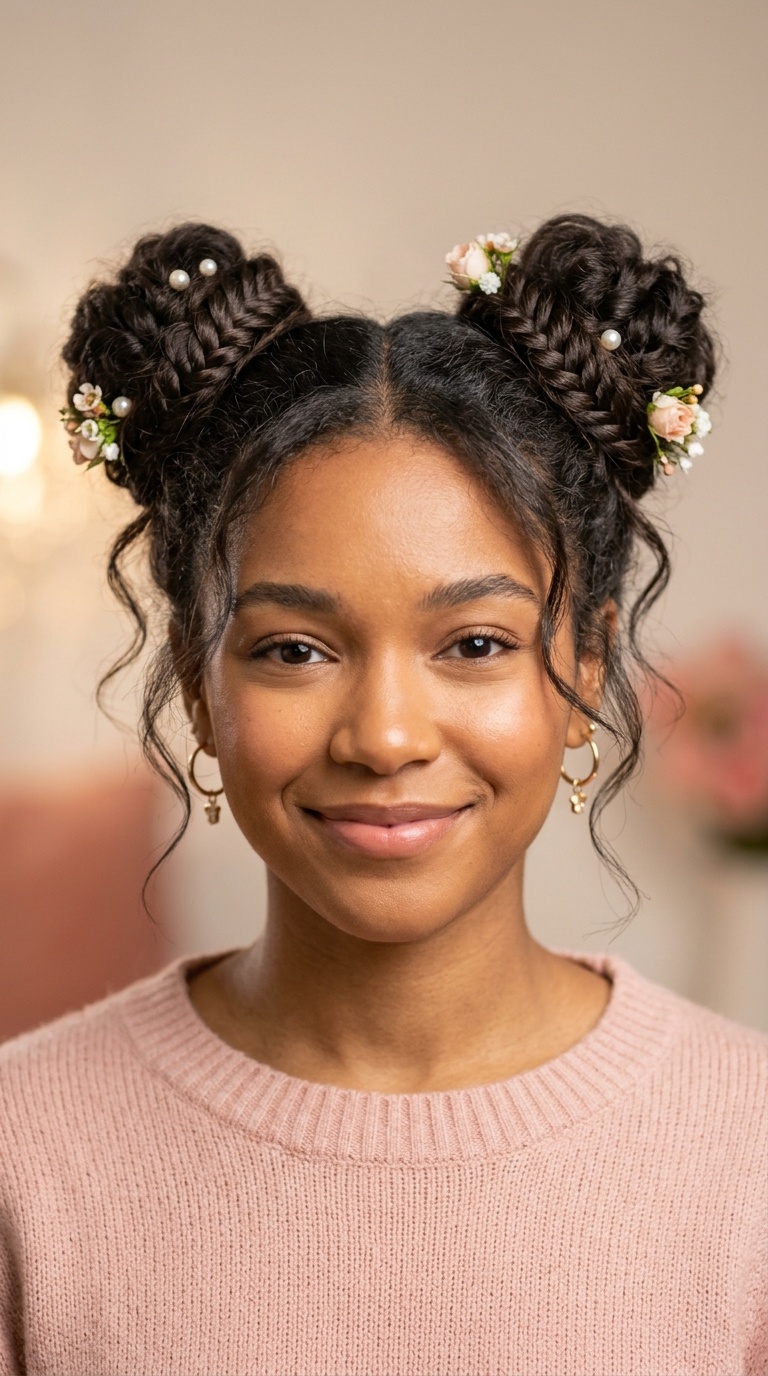 Braided Space Bun Updo