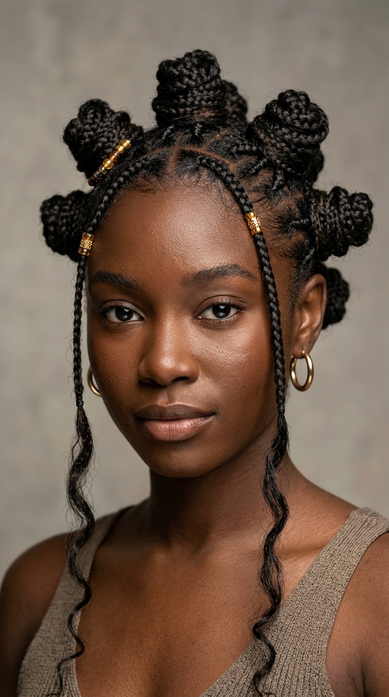Braided Space Knots with Front Tendrils