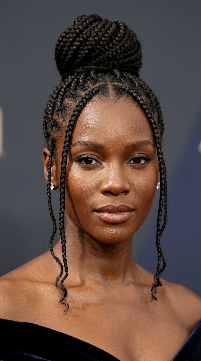 Braided Top Knot with Face-Framing Tendrils