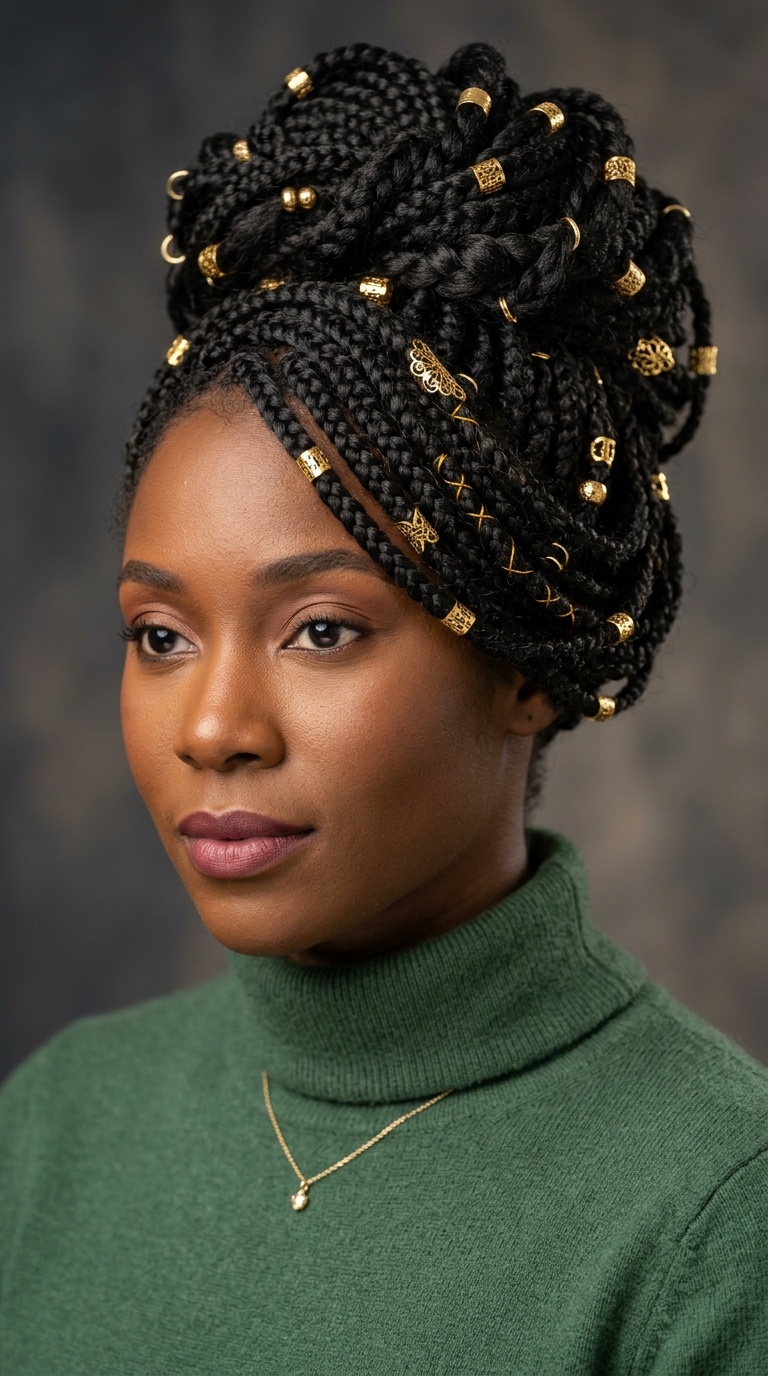 Braided Updo with Gold Accessories