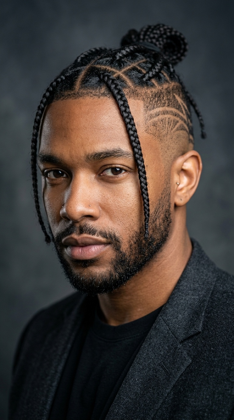 Braids with Shaved Side Designs