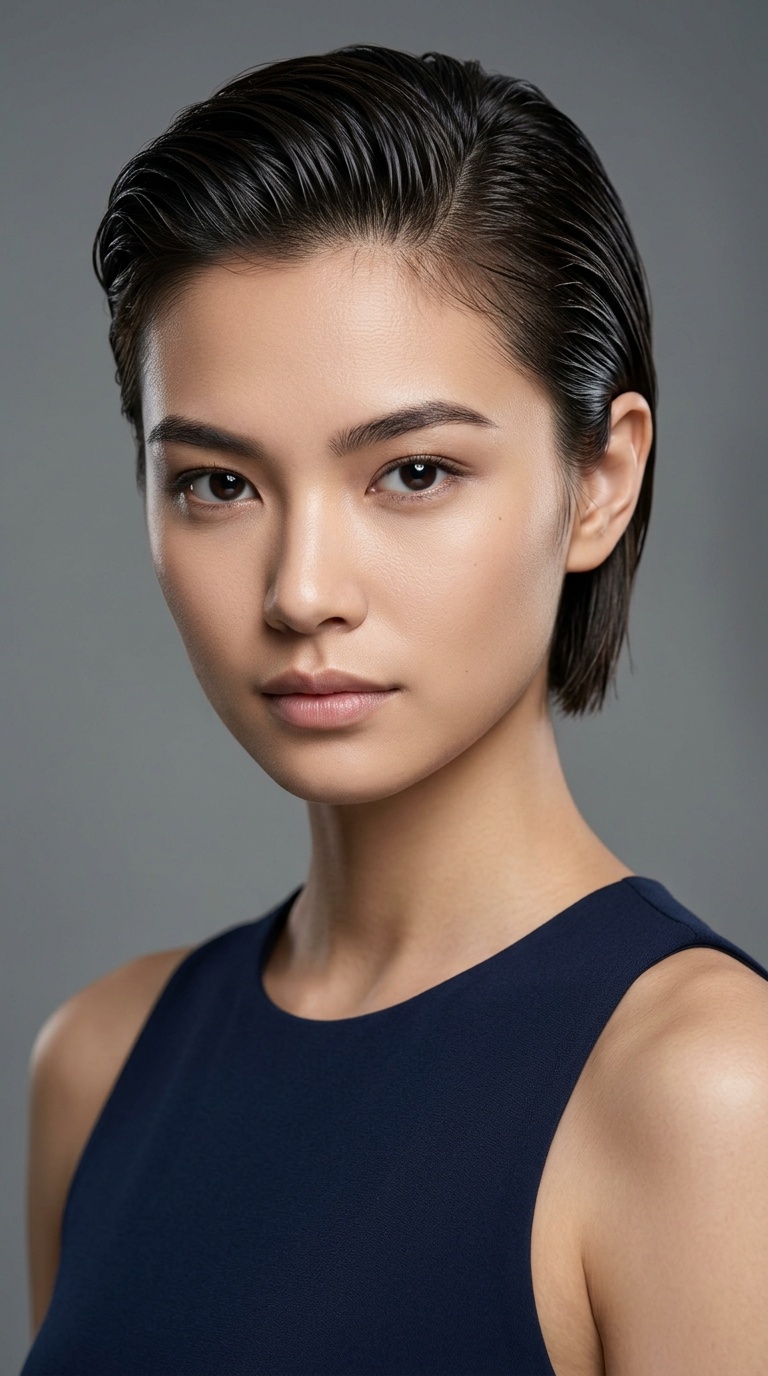 Brushed-Back Wet Look
