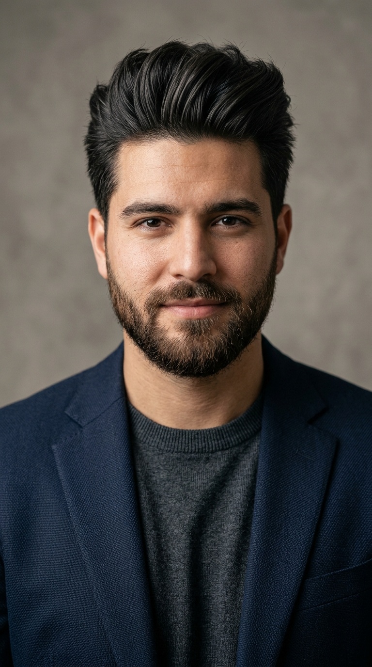Brushed-Up Quiff with Beard