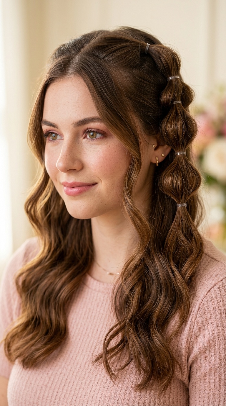 Bubble Braid Half-Up Style