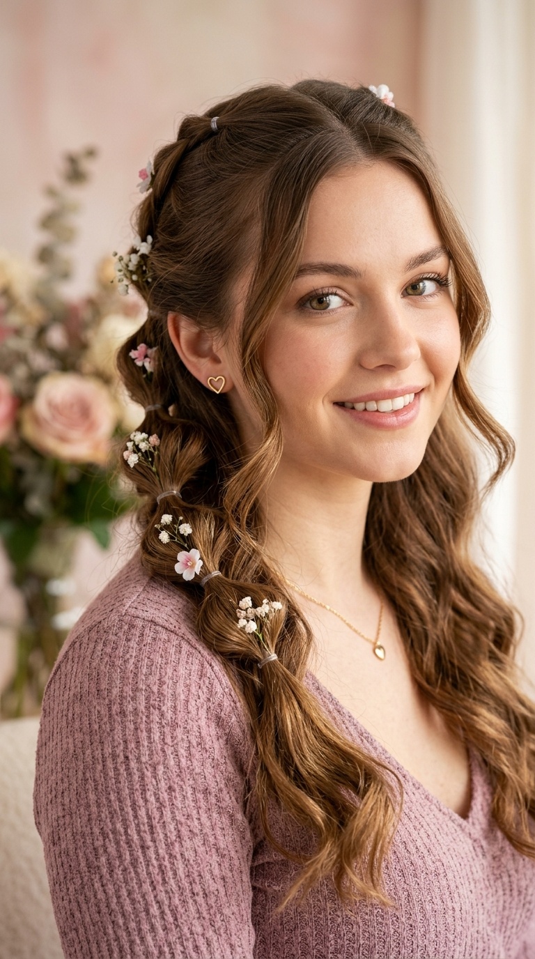 Bubble Braid Half-Up Style