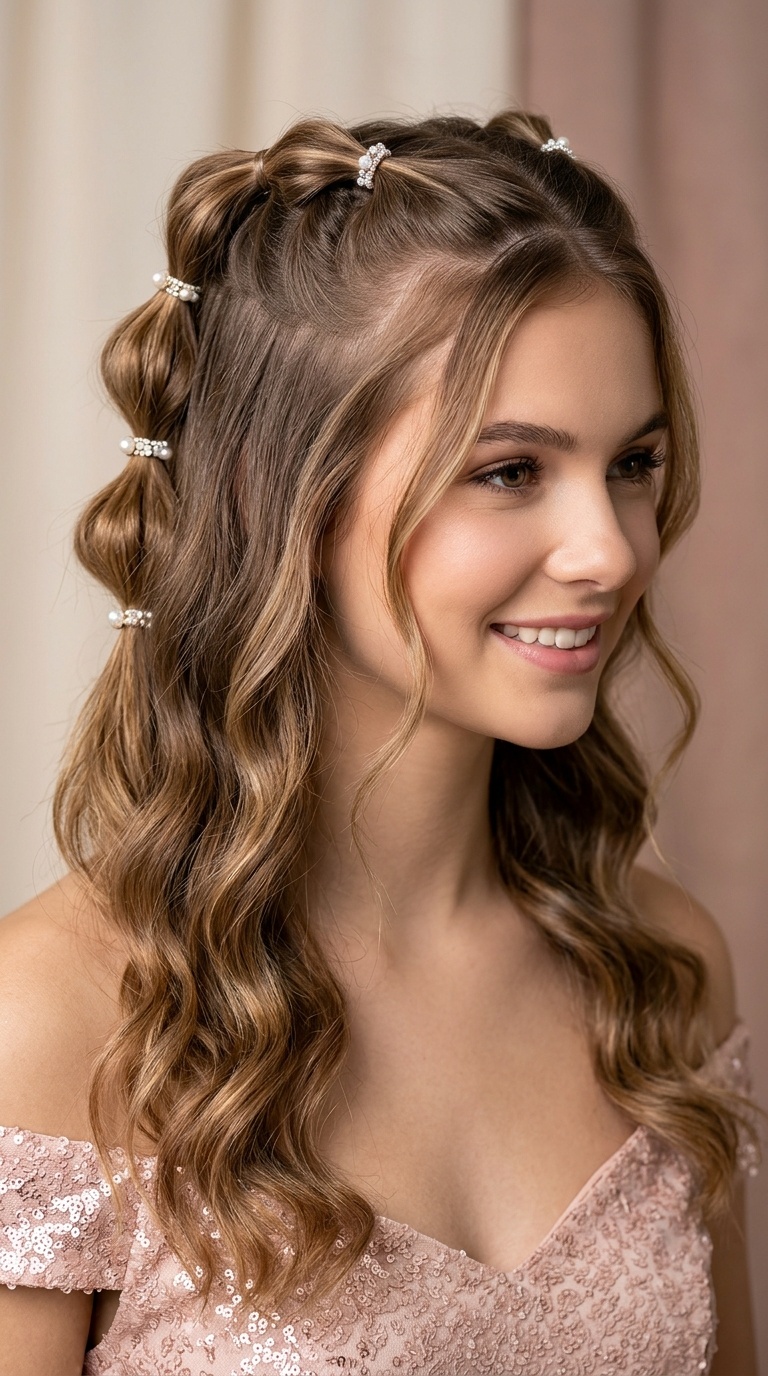 Bubble Braid Half-Up Style