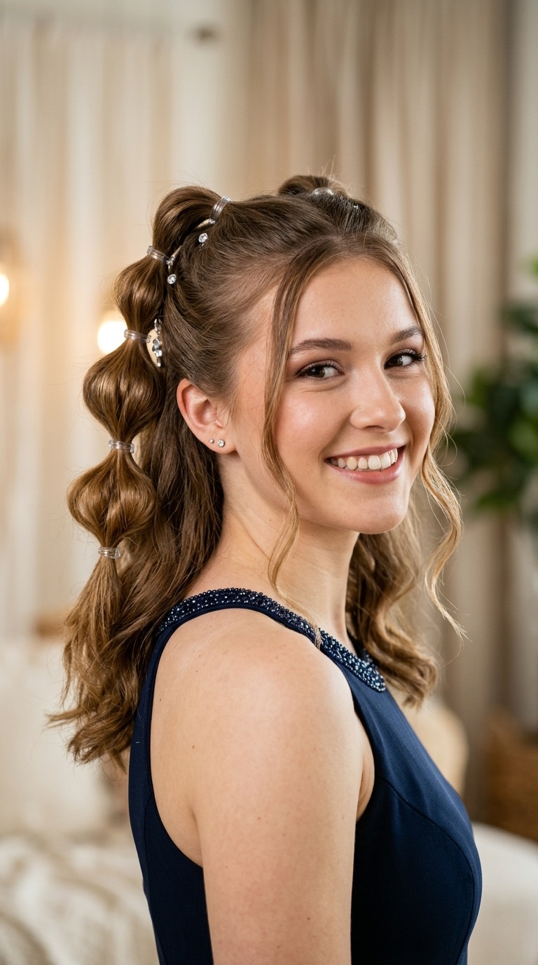 Bubble Braid Half-Up Style