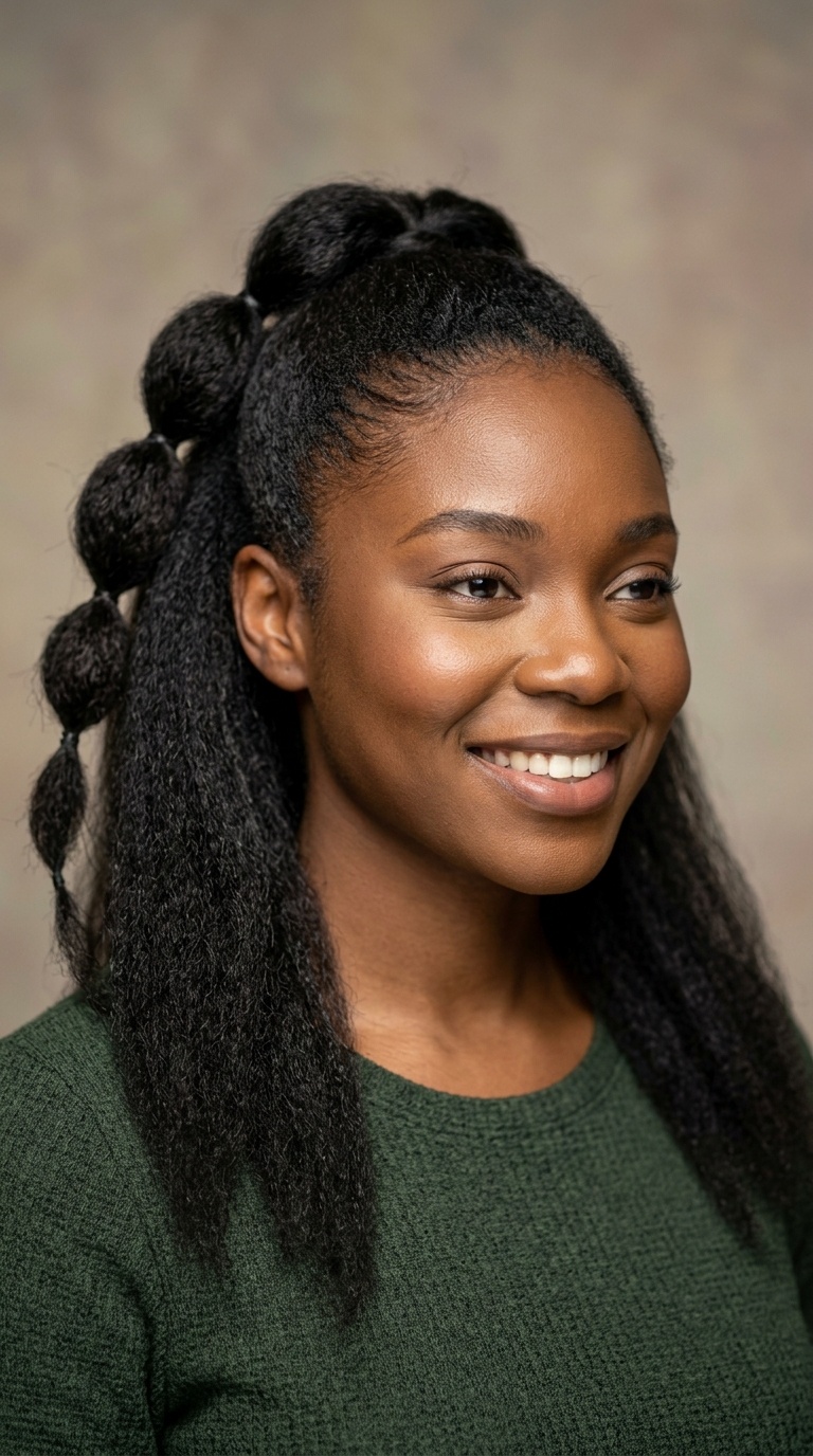 Bubble Braid Half-Up with Yaki Texture