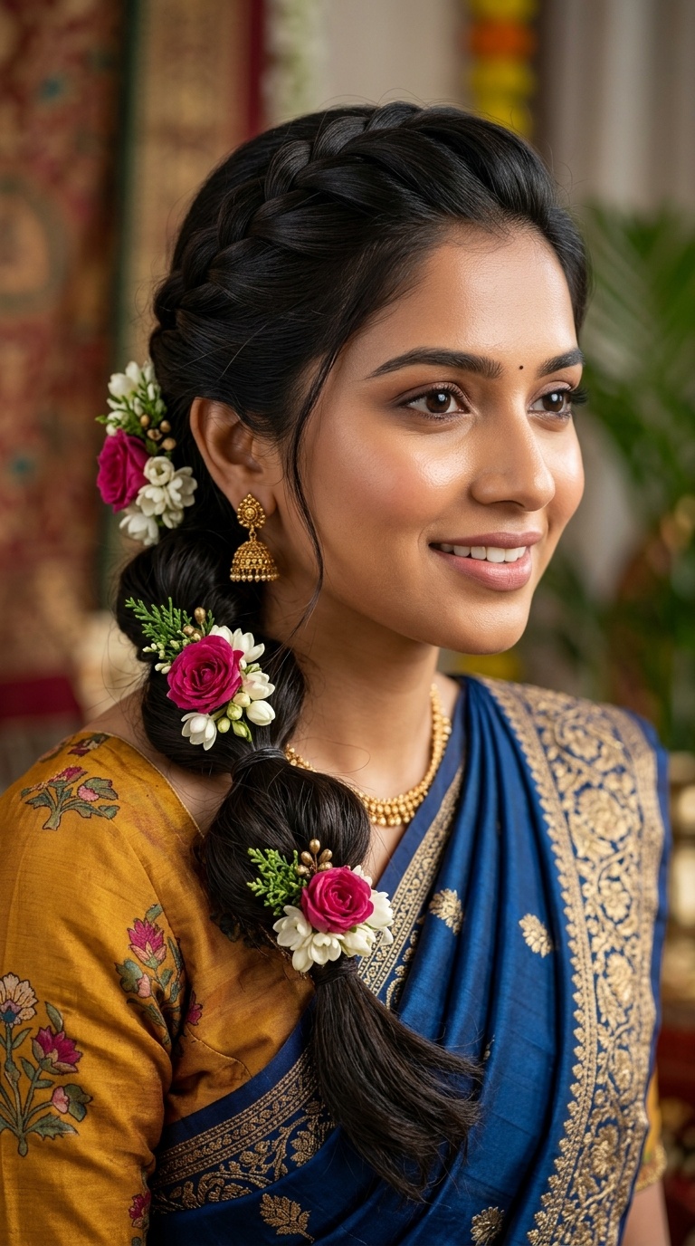 Bubble Braid with Alternating Floral Clips