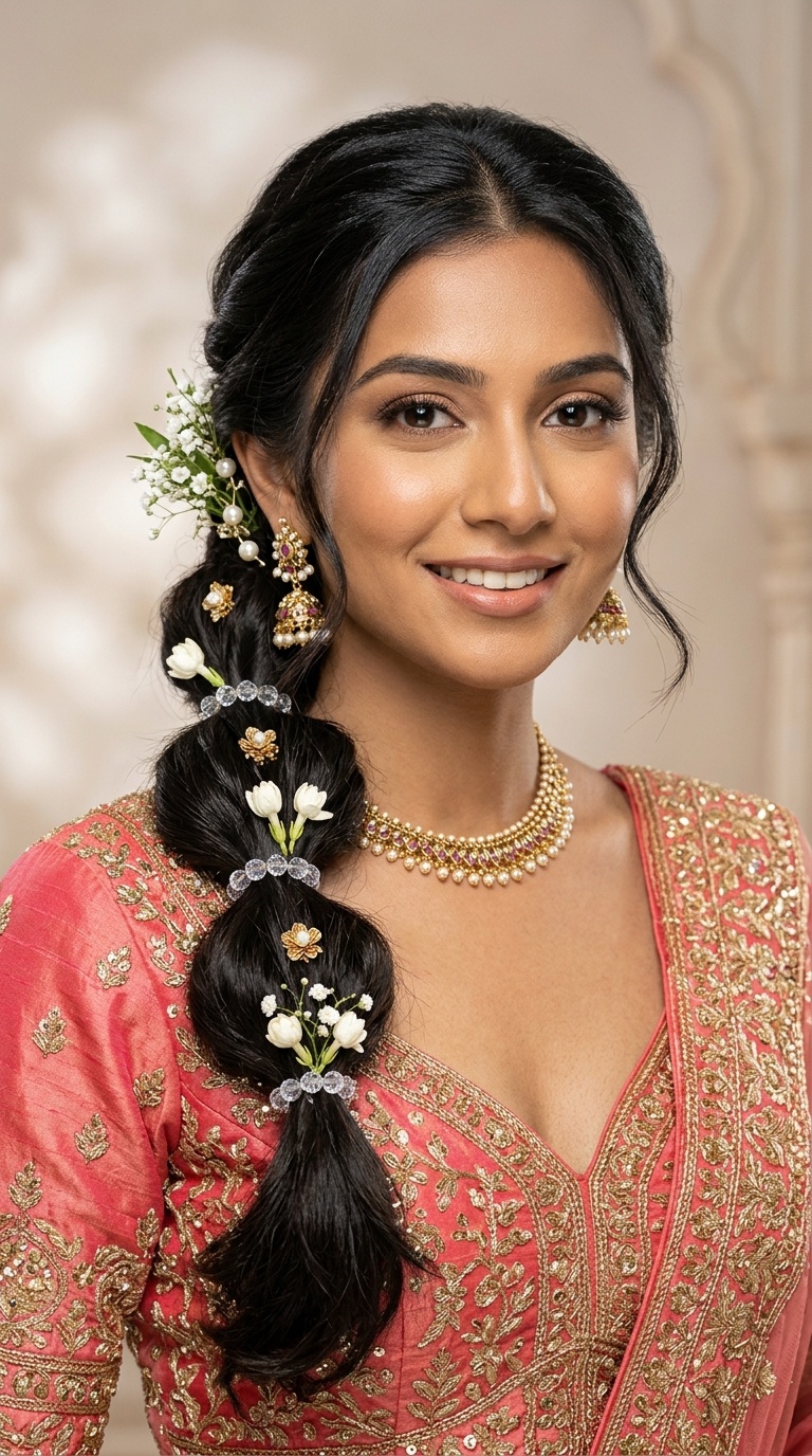 Bubble Braid with Floral Accents