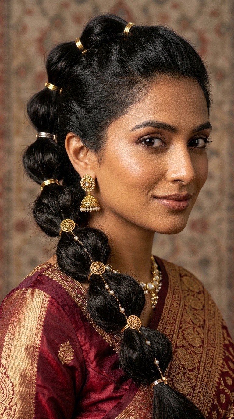 Bubble Braid with Gold Rings