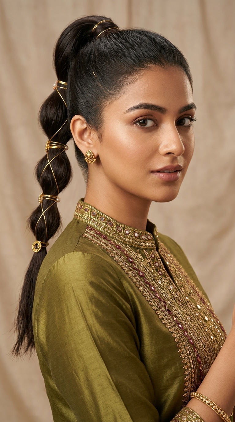 Bubble Braid with Gold Rings