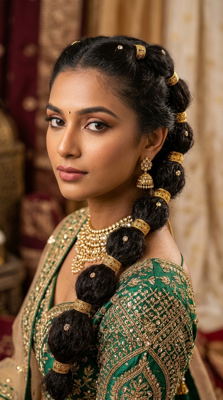 Bubble Braid with Gold Rings