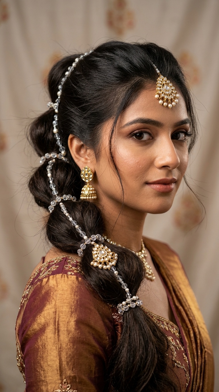 Bubble Braid with Kundan Charms