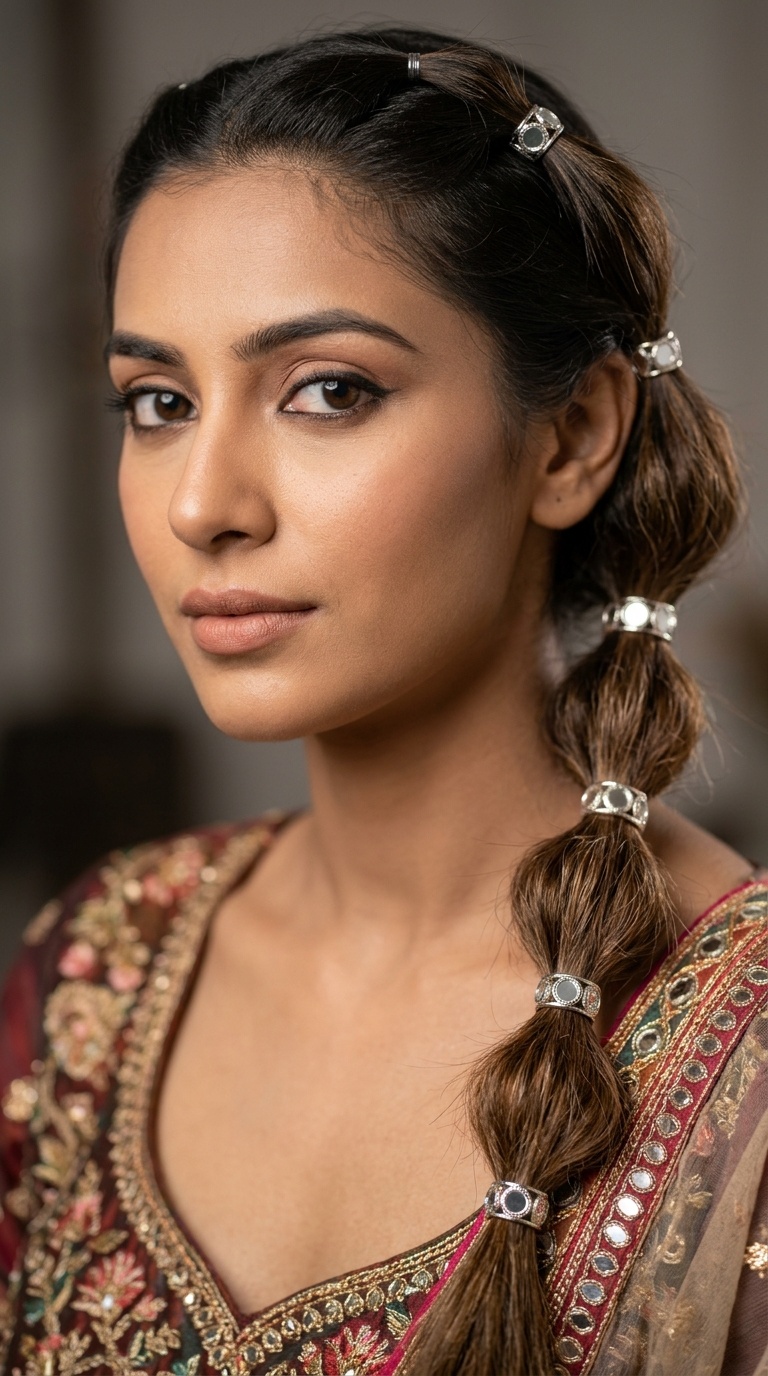 Bubble Braid with Mirror Work Rings