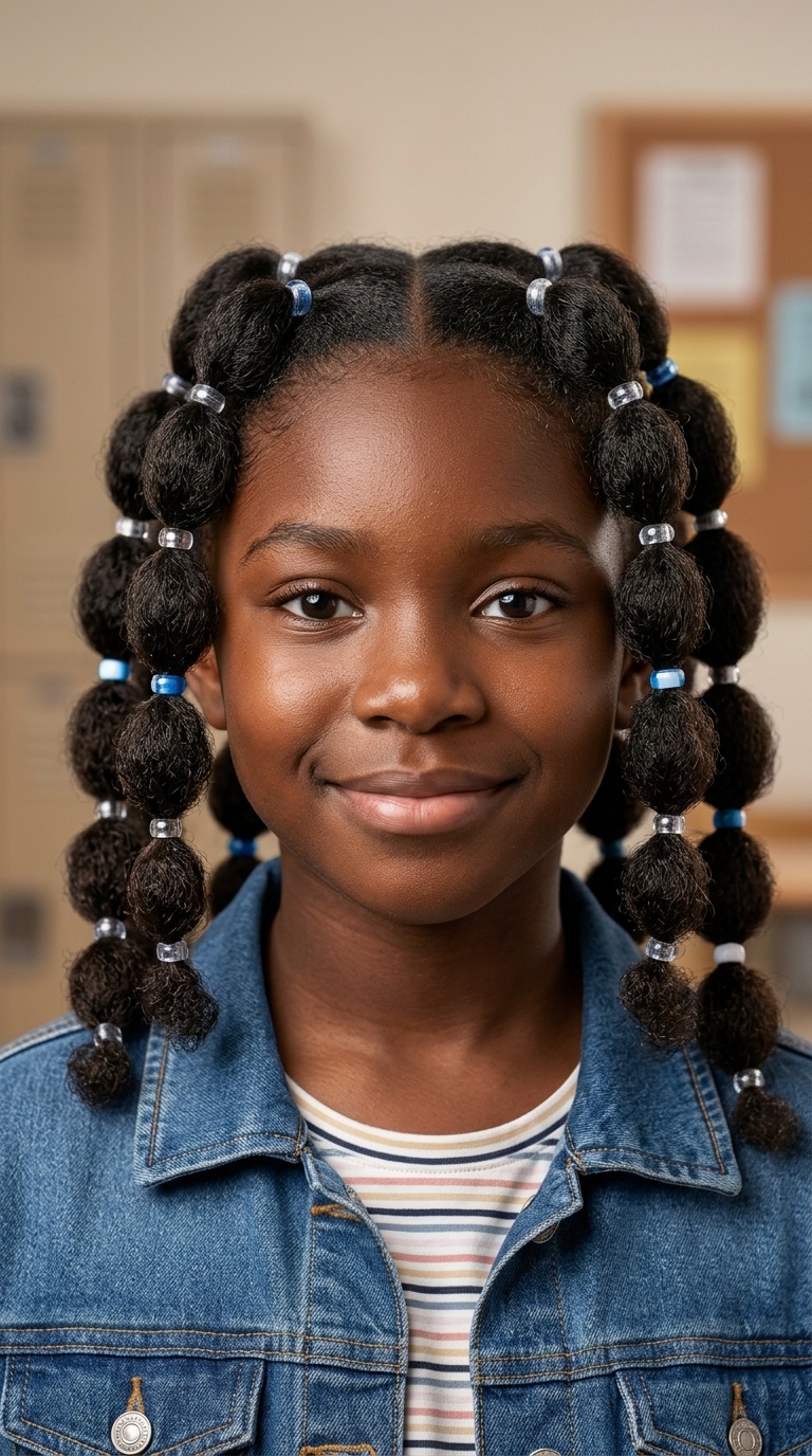 Bubble Braids on Blow-Dried Natural Hair