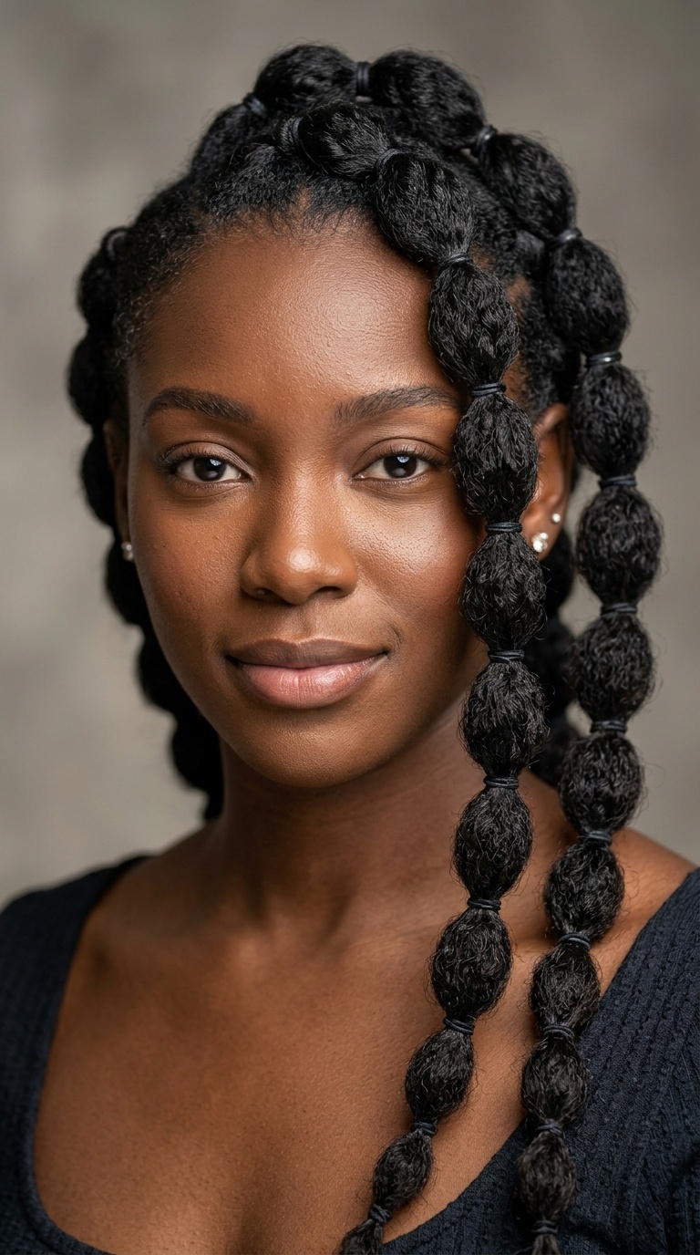 Bubble Braids on Natural Hair