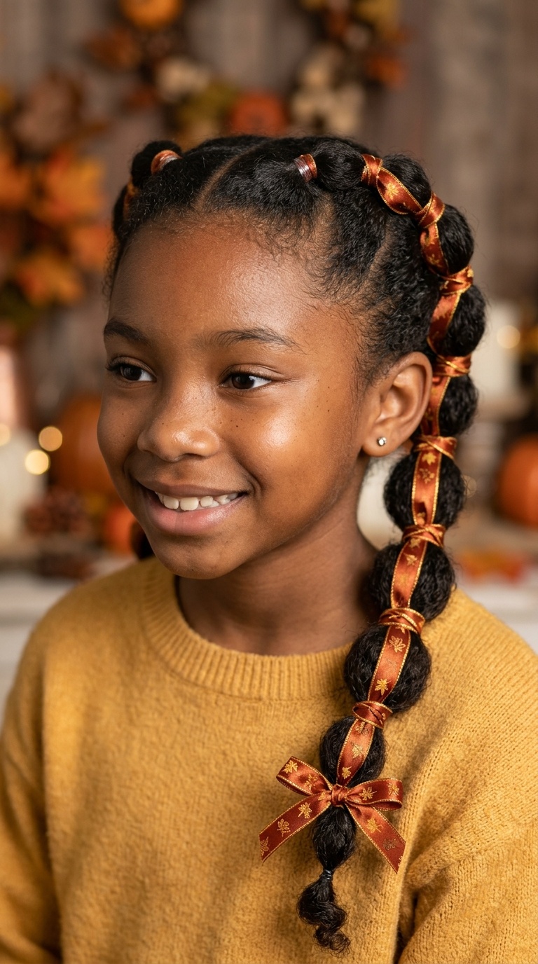 Bubble Braids with Autumn Ribbon