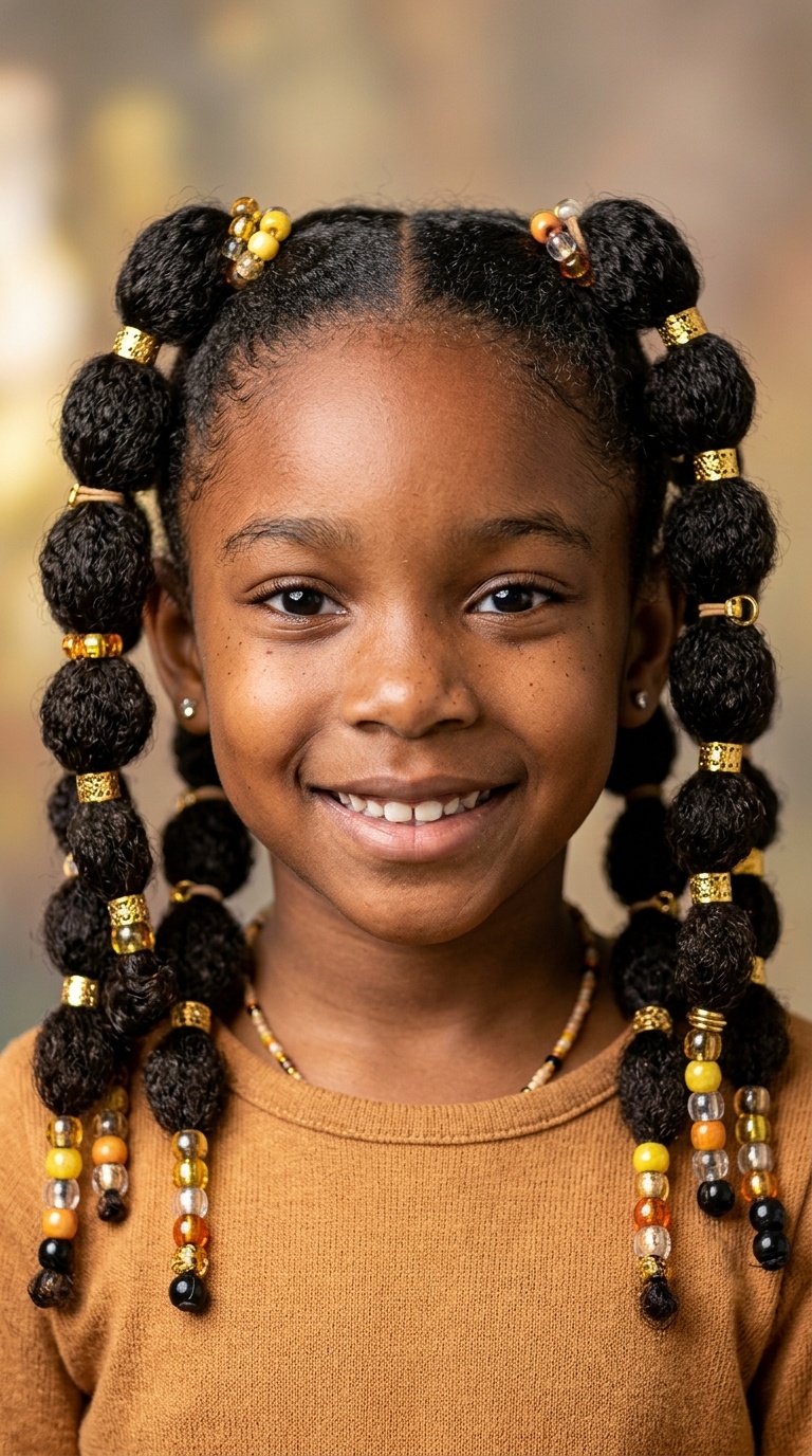 Bubble Braids with Gold Accents and Beads