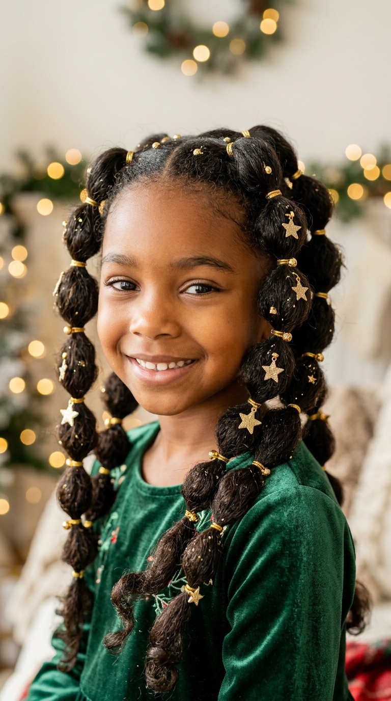 Bubble Braids with Gold Star Accents