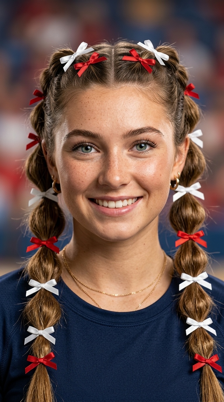 Bubble Braids with Mini Bow Accents