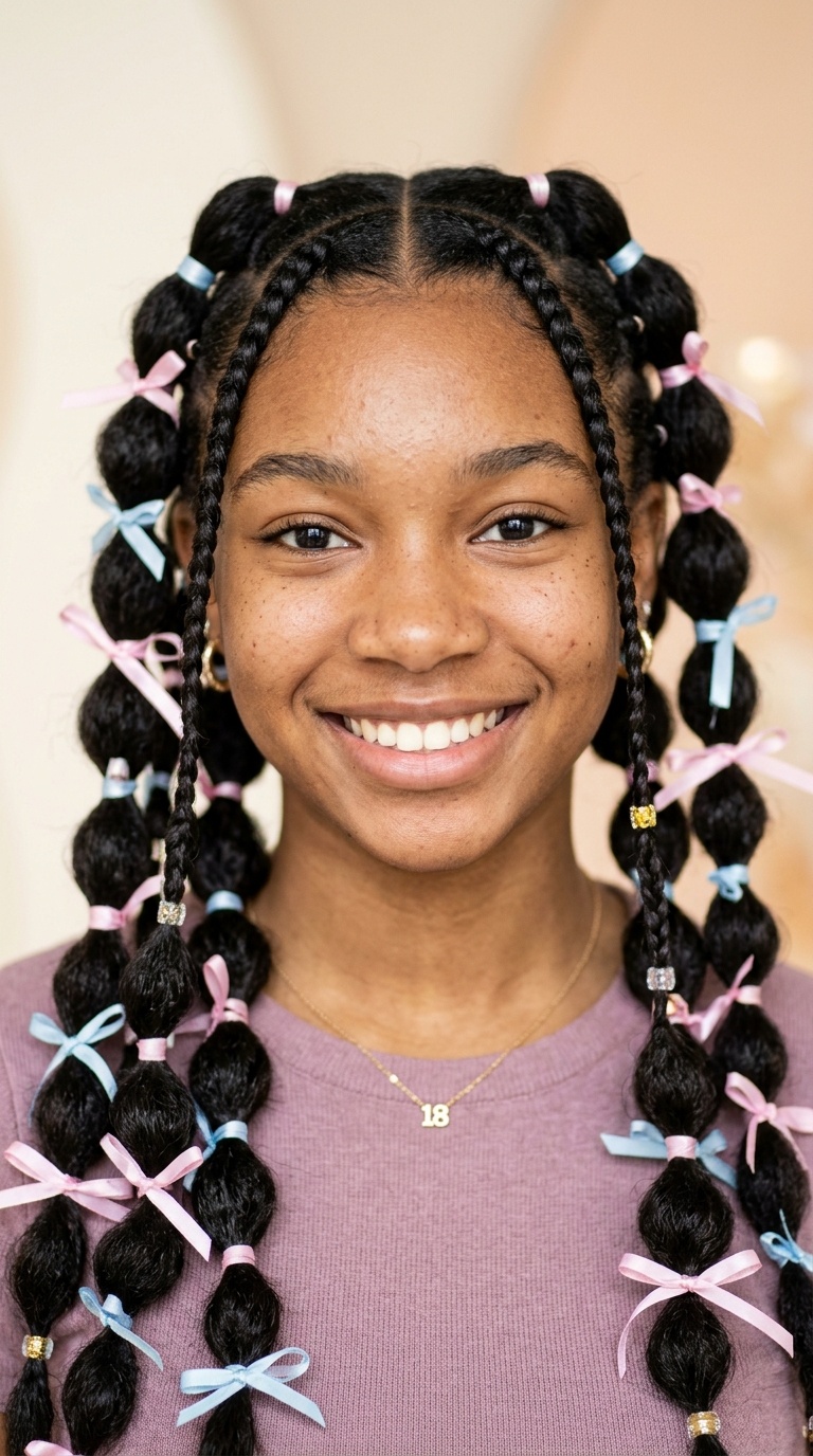 Bubble Braids with Ribbon Accents