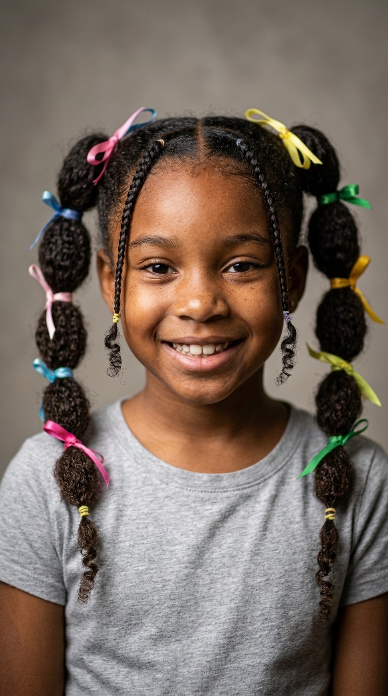 Bubble Braids with Ribbon Accents