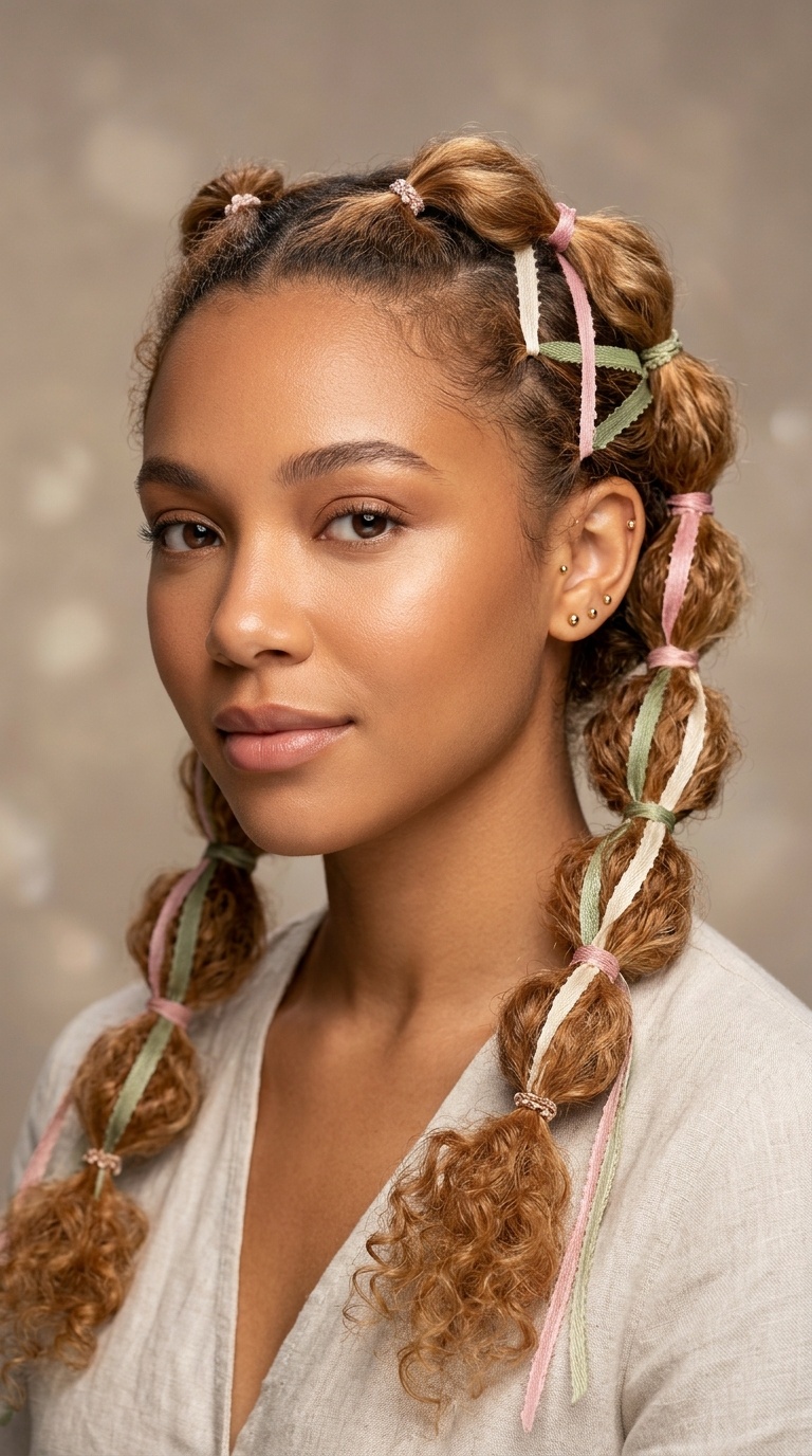 Bubble Braids with Ribbon Weaves