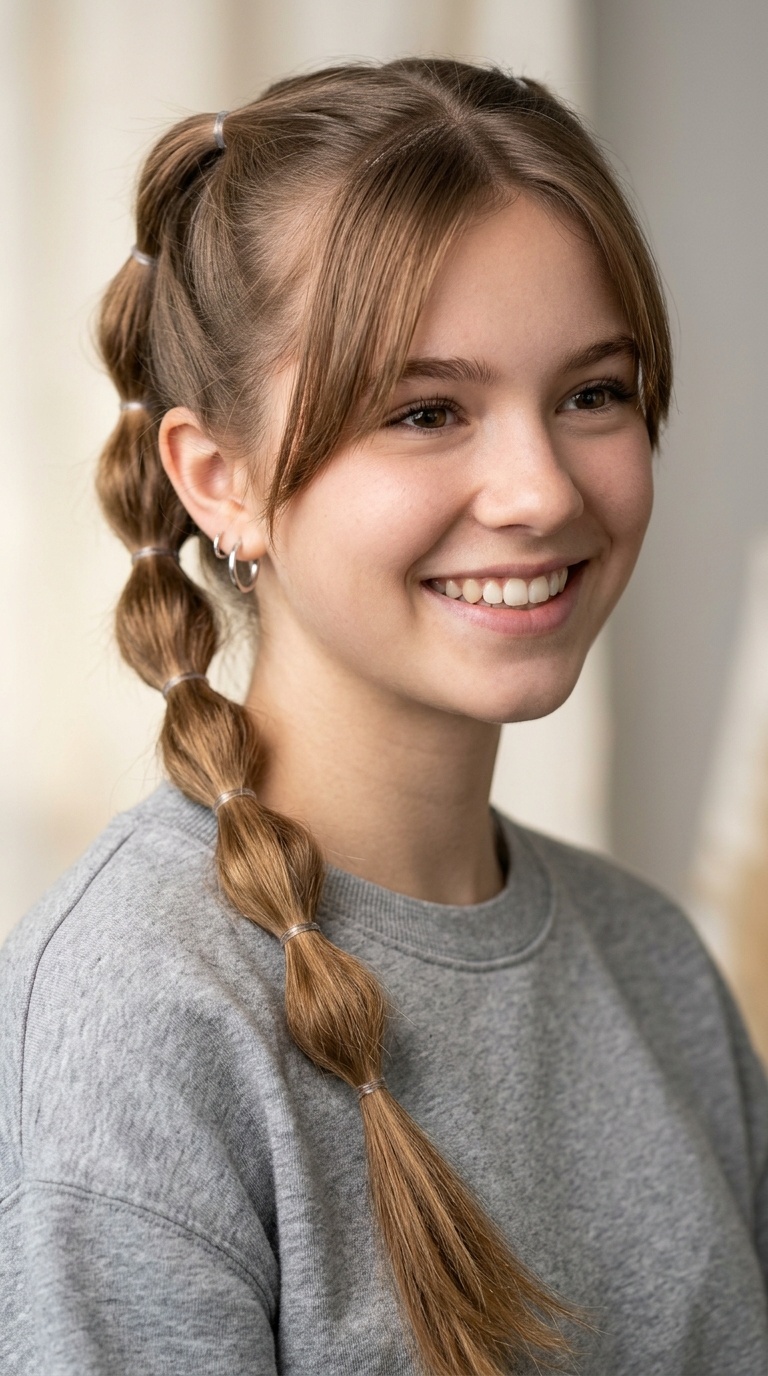 Bubble Braids with Soft Curtain Bangs